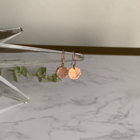 Rose Gold Hammered Disc Earrings