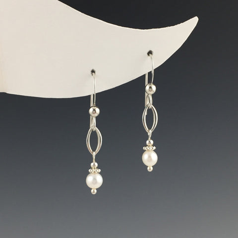 Small Pearl with Oval Shape Earrings