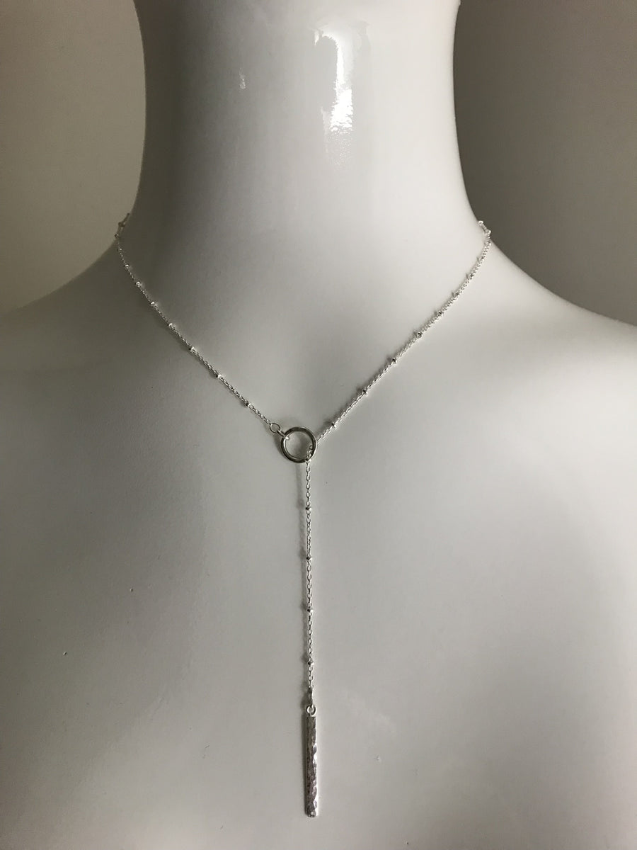 Silver Circle Lariat Necklace Martha Ponn Designs