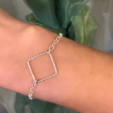 Silver Textured Diamond Bracelet