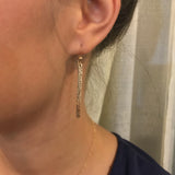 Gold Hammered Bar Earrings - Long