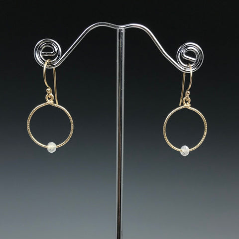 Gold Hoop Earring with Stone - XS