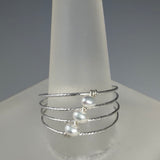 Thin Wire Wrap Ring with Pearls