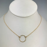 Side to Side Gold Circle Necklace (textured chain)