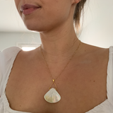 Gold Mother of Pearl Fan Pendant