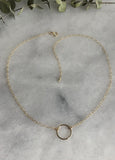 Side to Side Gold Circle Necklace (textured chain)