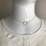 Side to Side Gold Circle Necklace (textured chain)