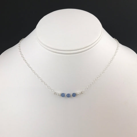 Side to Side Blue Kyanite Bead Necklace- Triple