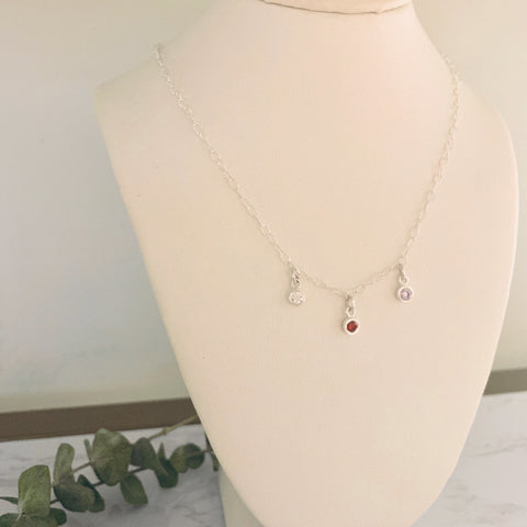 Custom Silver Birthstone Necklace