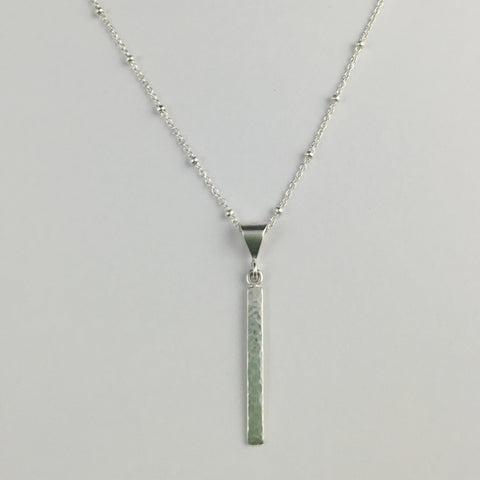 Silver Hammered Bar Pendant