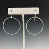 Silver Textured Circle Earrings - L