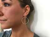 Silver Textured Circle Earrings - L