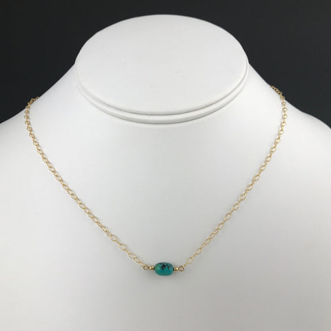 Side to Side Gold Turquoise Necklace