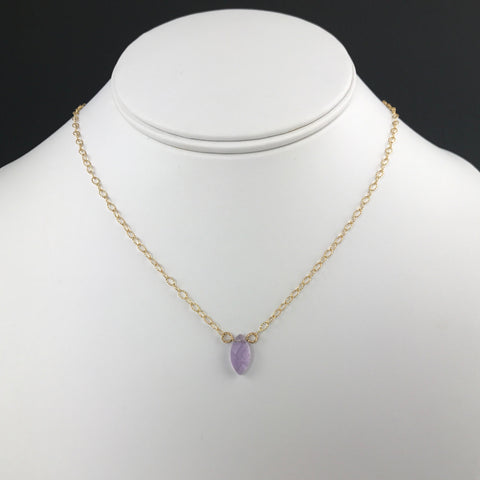 Side to Side Gold Amethyst Necklace