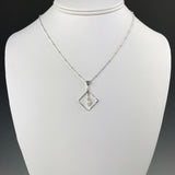 Pearl / Silver Diamond Shape Pendant