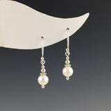 Silver and White Freshwater Pearl Earrings