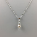 Silver and White Freshwater Pearl Pendant