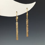 Gold Hammered Bar Earrings - Short