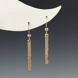 Gold Hammered Bar Earrings - Short