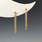 Gold Hammered Bar Earrings - Short