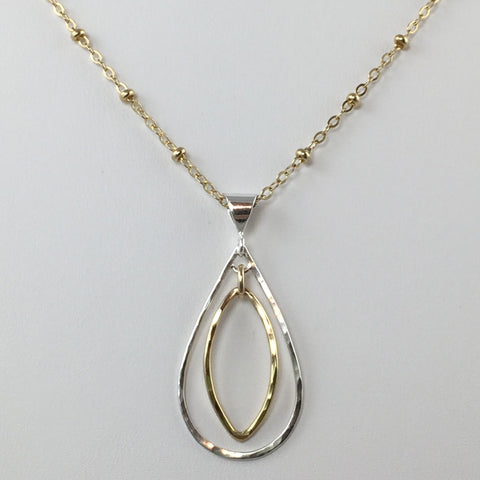 Gold/Silver Combo Teardrop Pendant