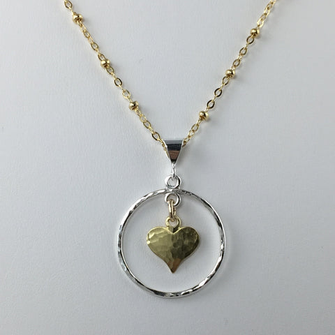 Small Circle and Heart Pendant