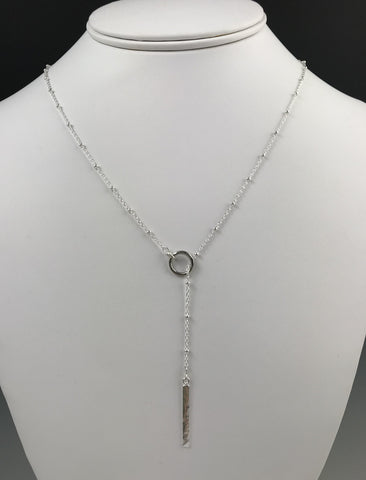 Silver Circle Lariat Necklace