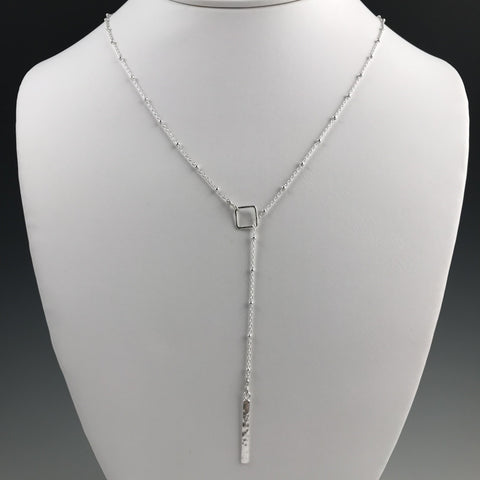 Silver Square Lariat Necklace