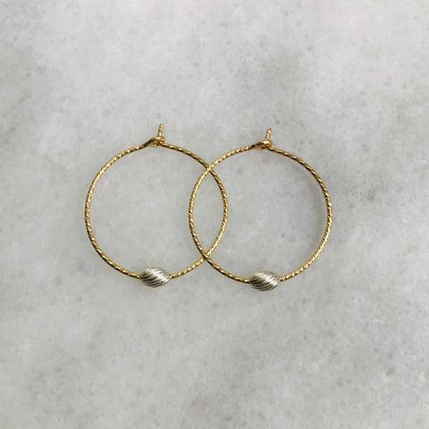 Gold Hoop Silver Oval Earrings
