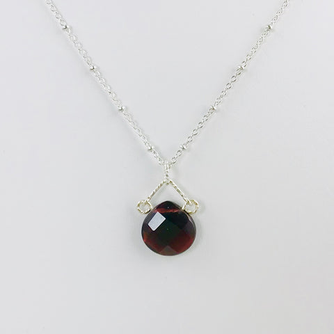 Silver Garnet Teardrop Pendant