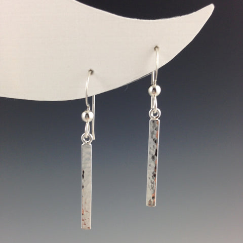 Silver Hammered Bar Earrings