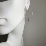 Silver Hoop Amethyst Oval Drop Earrings - M