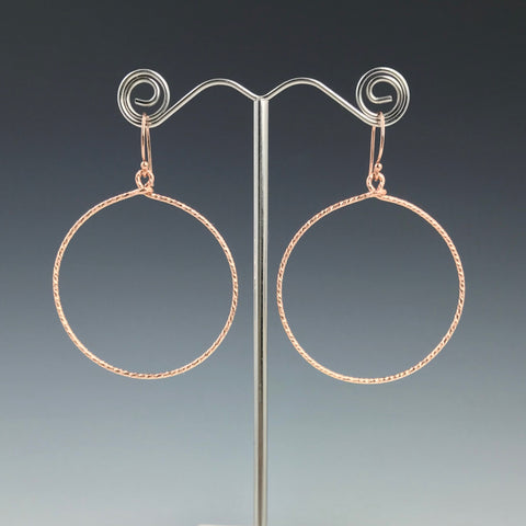 Rose Gold Textured Circle Earrings - L