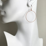 Rose Gold Textured Circle Earrings - L