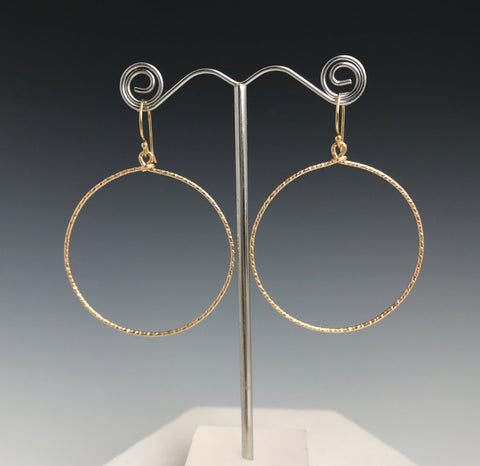 Gold Textured Circle Earrings - XL