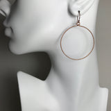 Rose Gold Textured Circle Earrings - XL