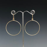 Gold Textured Circle Earrings - L