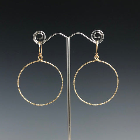 Gold Textured Circle Earrings - L