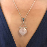 Rose Quartz Diamond Pendant