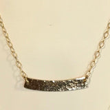 Side to Side Gold Hammered Curved Bar Necklace