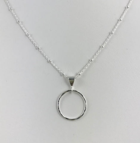 Silver Hammered Circle Pendant - S