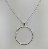 Silver Hammered Circle Pendant - L