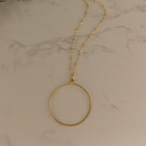 Gold Textured Circle Pendant