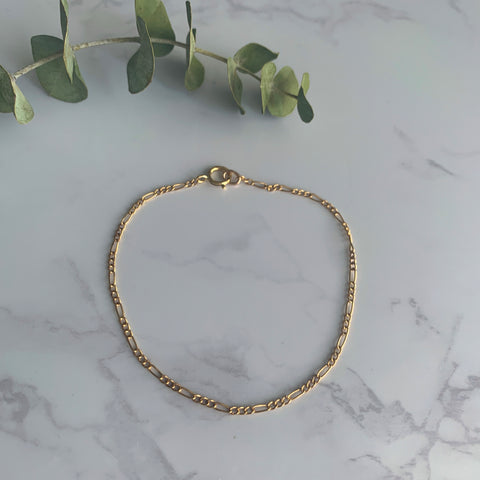 Gold Thin Figaro Bracelet