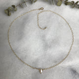 Tiny Pearl Gold Side to Side Necklace