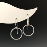 Silver Hammered Circle Earrings - S